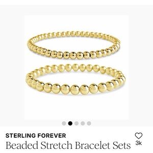 NWT Sterling Forever 14k GP Gold Beaded Bracelet Set 4mm and 6mm